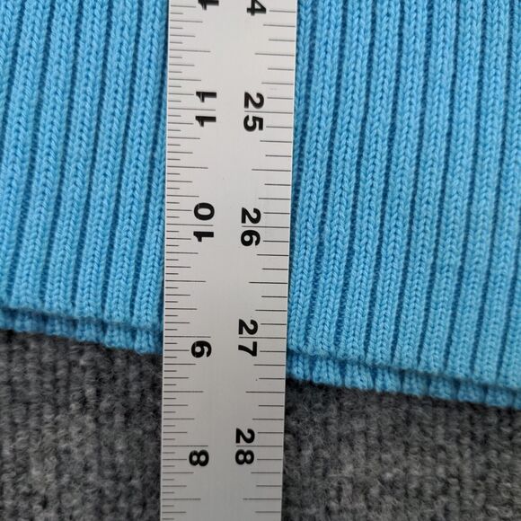 The Quacker Factory Sweater Womens Large Blue Full Zip Ribbed Knit Short Sleeve - Picture 11 of 12